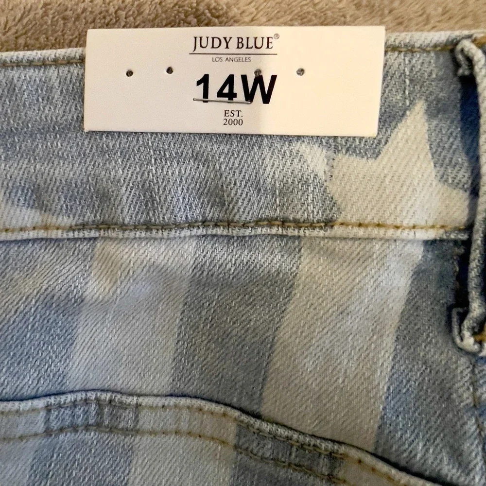 NWT JUDY BLUE High Waist Flare Jeans Stars & Stripes Size 14W Stretch USA. - Picture 8 of 13